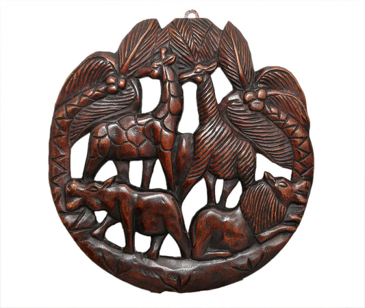 Hand-Crafted Wooden Safari Jungle Wall Decoration