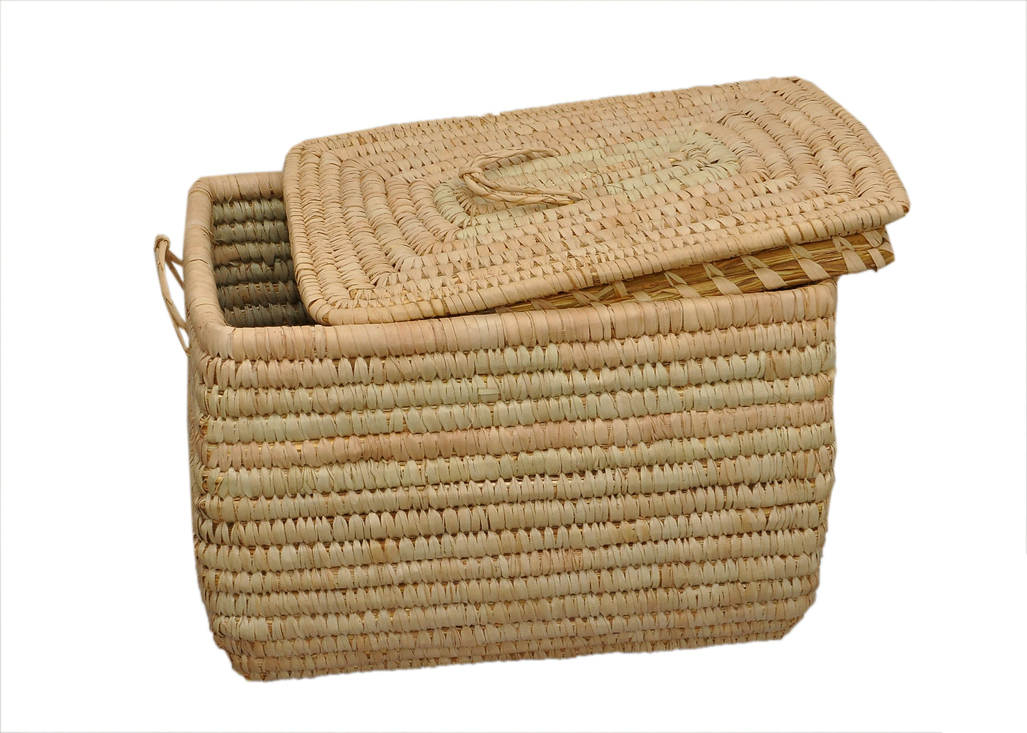 Handwoven Raffia Basket with Lid