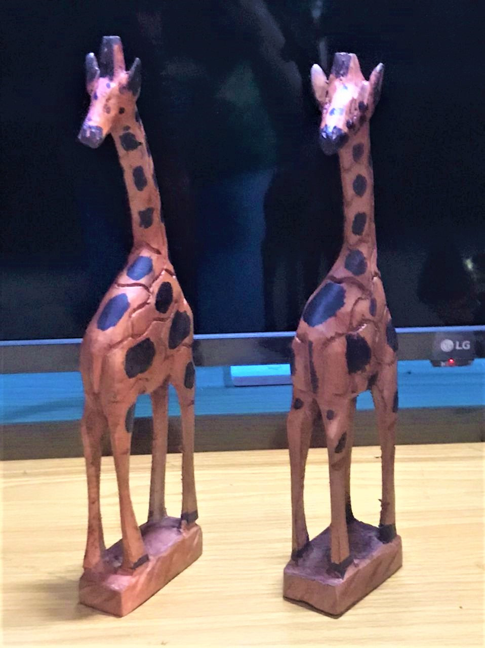 Hand Carved Painted Wooden Giraffe
