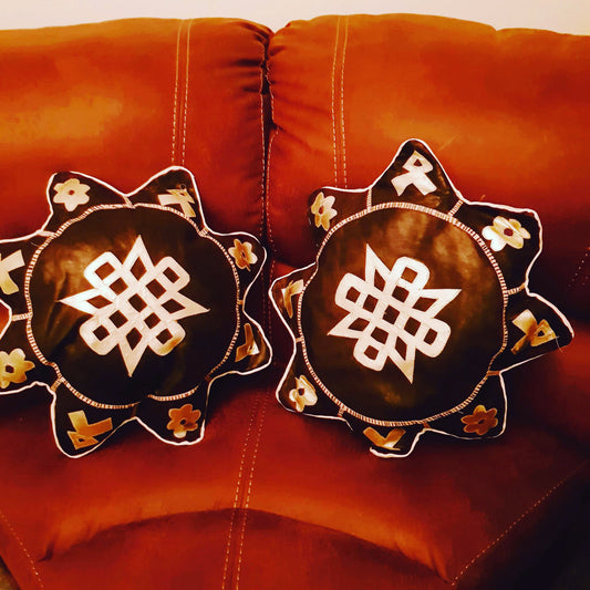 Handmade Cowhide Star Throw Pillow