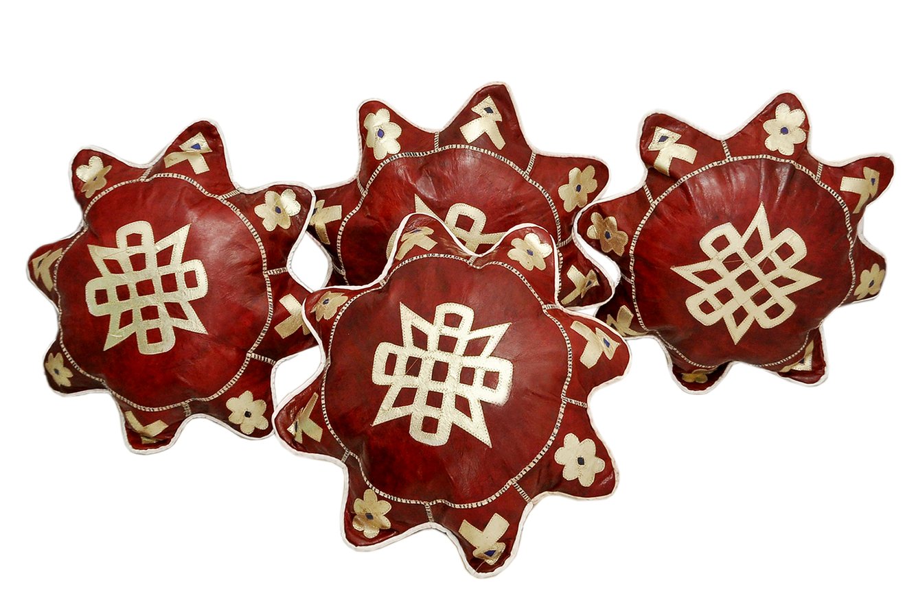Handmade Cowhide Star Throw Pillow